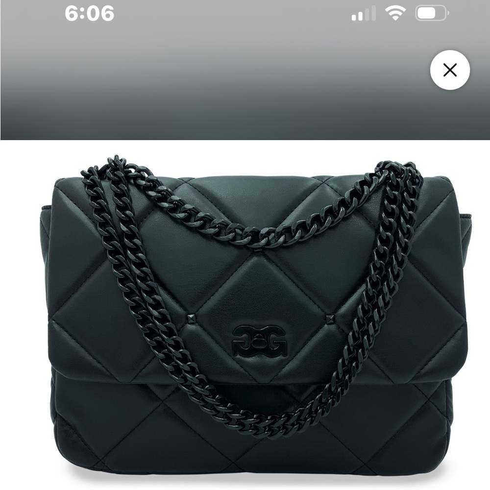 Black Quilted Gilda Paris Shoulder Bag with Chain Strap